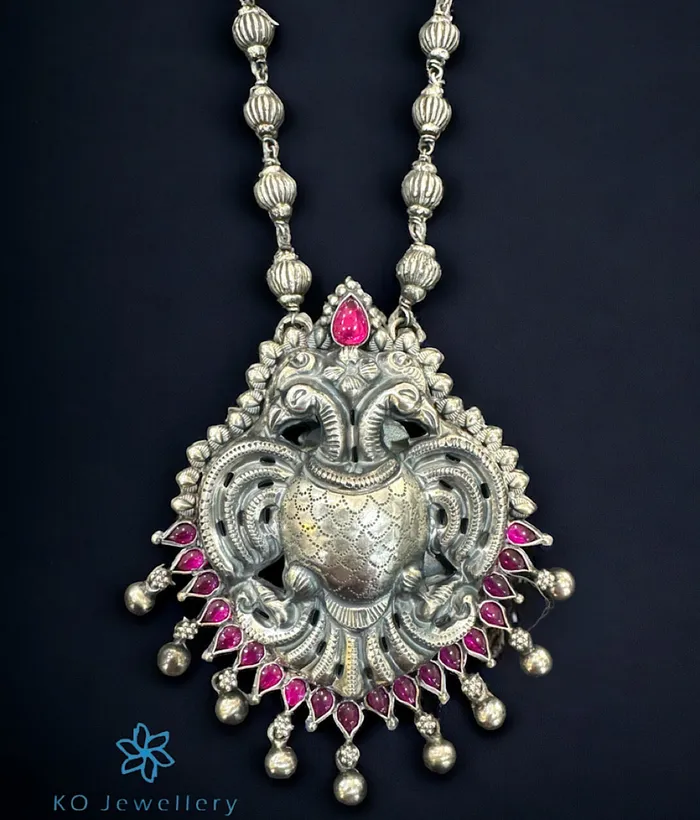 Silversmith Necklaces The Madhav Silver Gandaberunda Necklace Oxidised