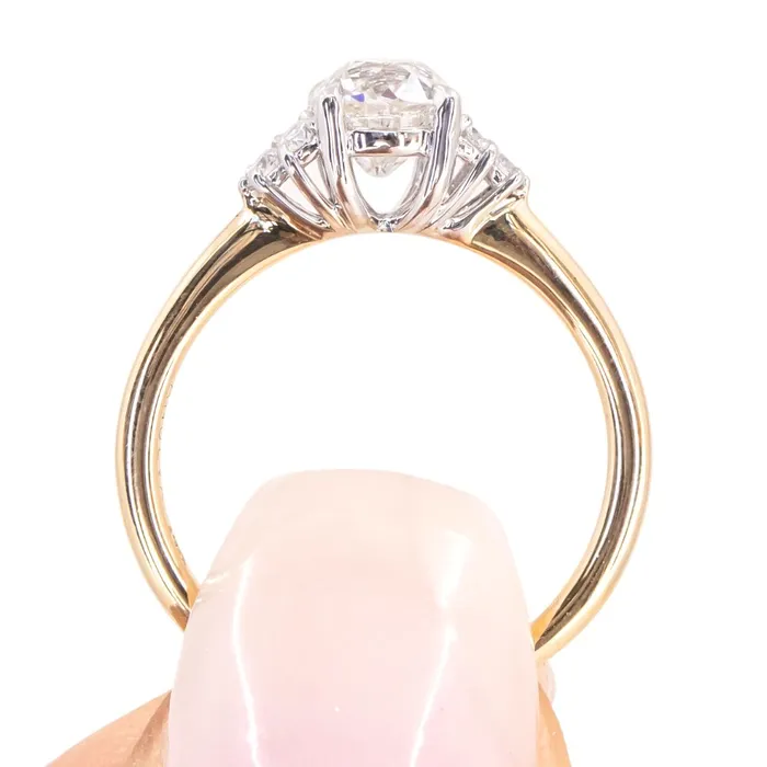 095ct Antique Old Euro cut Diamond and White Diamond Cluster ring in 14k Yellow Gold Anueva Jewelry Rings