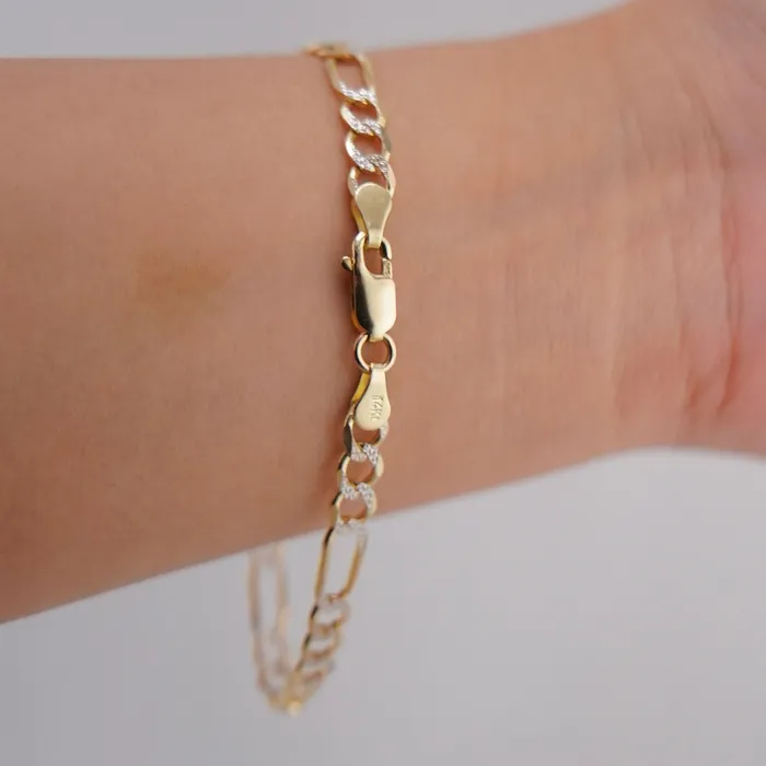 14K Gold Solid White Pave Curb Bracelet 5mm 8in AB and J Bracelets