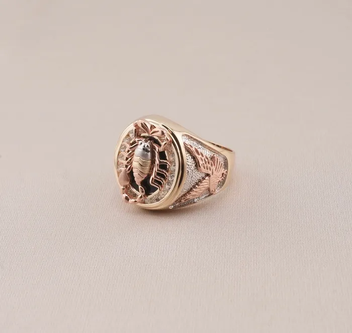 AB and J Rings 14K Gold Scorpion Mens Ring RG2742