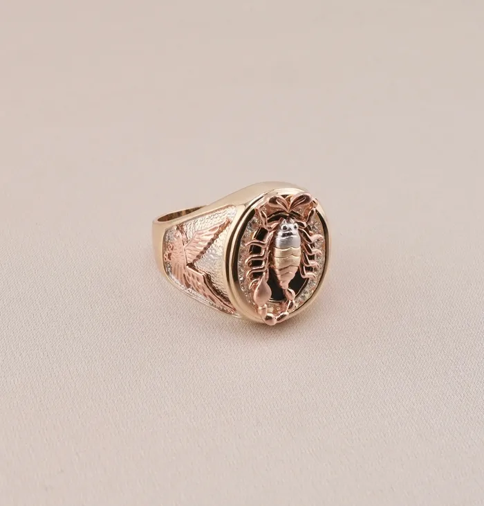 AB and J Rings 14K Gold Scorpion Mens Ring RG2742