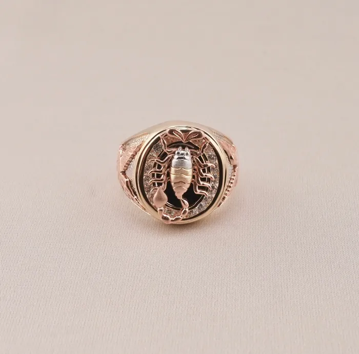 AB and J Rings 14K Gold Scorpion Mens Ring RG2742
