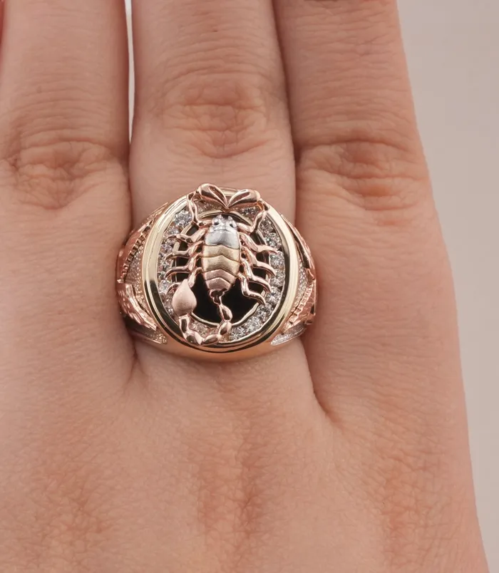 AB and J Rings 14K Gold Scorpion Mens Ring RG2742