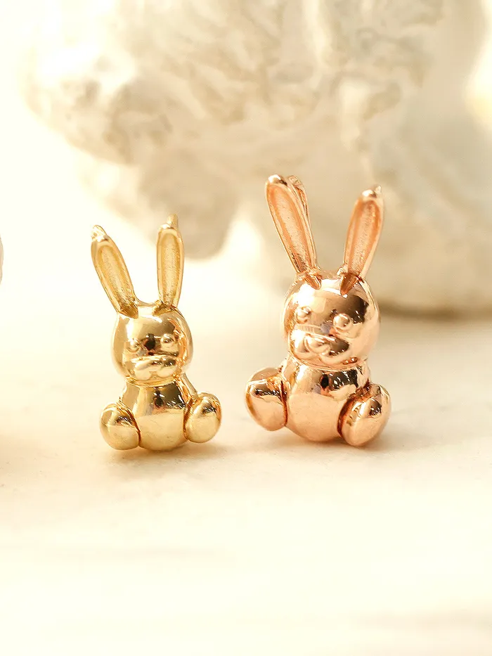 MinimalBijoux 14K 18K Gold Rabbit Bear Necklace Pendant Necklaces