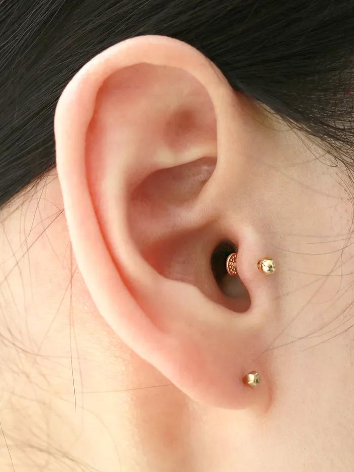 MinimalBijoux PreStyled Sets 14K Gold Ball Tragus Labret Piercing 18G16G