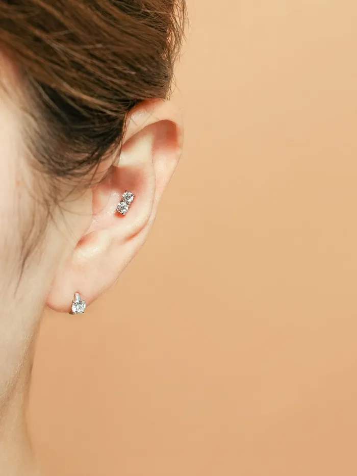 MinimalBijoux PreStyled Sets 14K Gold Moissanite Double Internally Threaded Labret Piercing 20G18G16