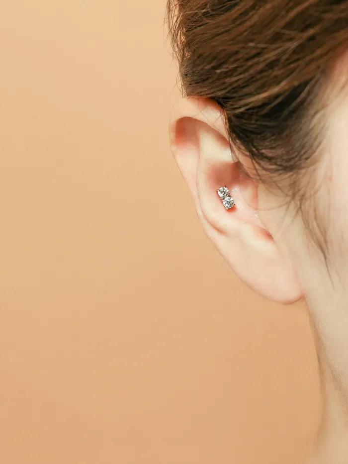 MinimalBijoux PreStyled Sets 14K Gold Moissanite Double Internally Threaded Labret Piercing 20G18G16