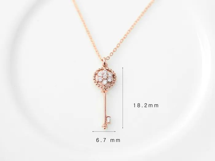 Necklaces 14K 18K Gold Flower Key Necklace MinimalBijoux
