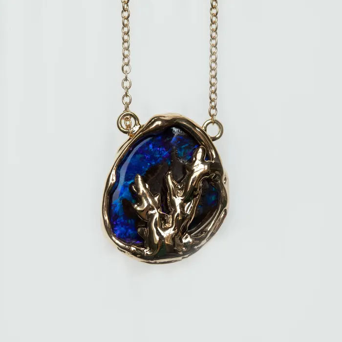 Necklaces Anueva Jewelry 496ct Boulder Opal Mermaid Necklace In 14k Yellow Gold