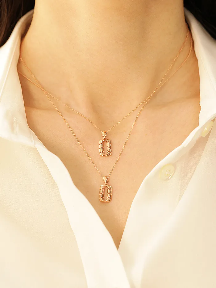 Necklaces MinimalBijoux 14K Gold Twist Square Necklace Pendant