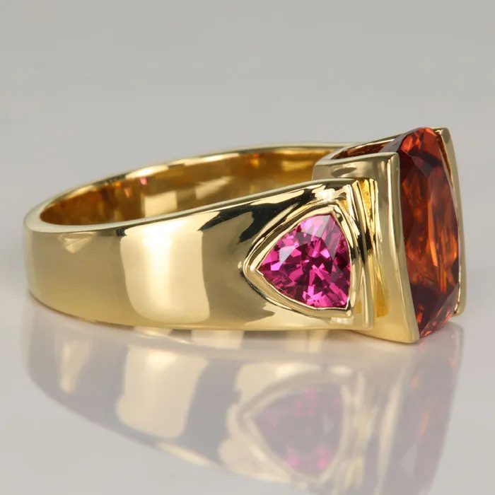 Rings 674 Carats Imperial Zircon and Garnet Ring in 18K Yellow Gold Moriartys Gem Art