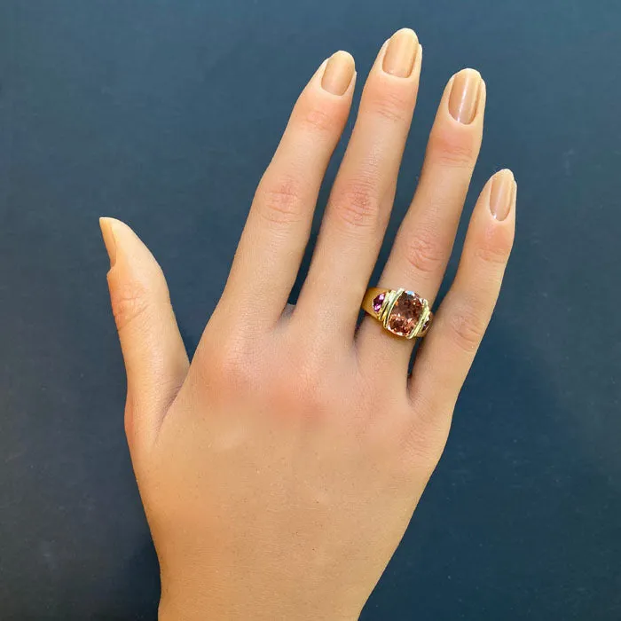 Rings 674 Carats Imperial Zircon and Garnet Ring in 18K Yellow Gold Moriartys Gem Art