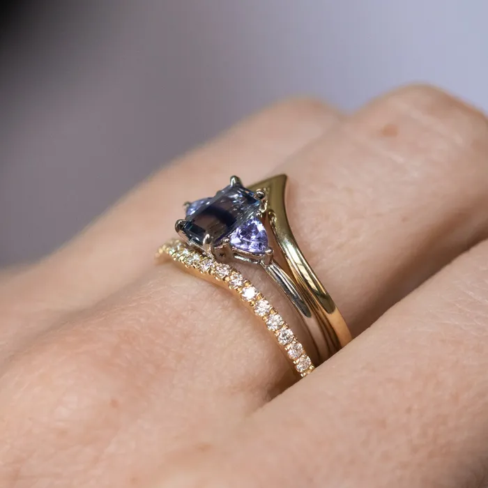 Rings Anueva Jewelry Glacial Flow Gold and French Set Diamond Ring Jacket in Solid Recycled 14k Gold