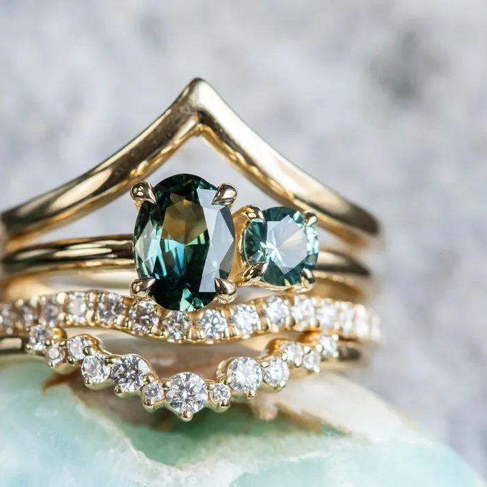 Rings Anueva Jewelry Glacial Flow Gold and French Set Diamond Ring Jacket in Solid Recycled 14k Gold