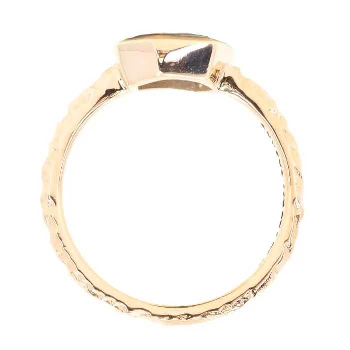 Rings Discovery Gems 154ct Geo Slice TealBlue Sapphire Evergreen Low Profile Bezel Solitaire Ring in 14k Yellow Gold