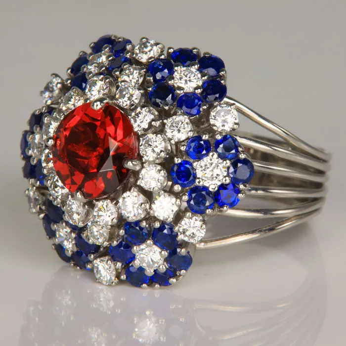 Rings Moriartys Gem Art Estate Sapphire Garnet and Diamond Ring