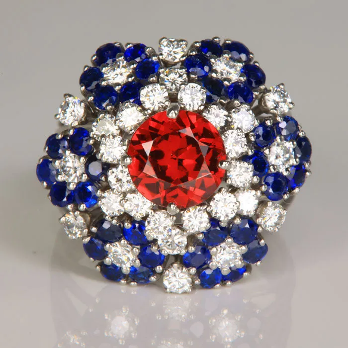 Rings Moriartys Gem Art Estate Sapphire Garnet and Diamond Ring