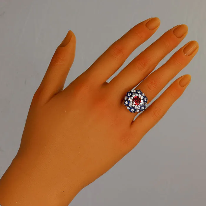 Rings Moriartys Gem Art Estate Sapphire Garnet and Diamond Ring