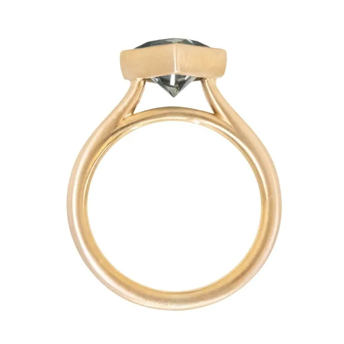 Rings Obsessed Over Gems 217ct Princess Cut Teal Montana Sapphire Contemporary Bezel Set Ring in 18k Yellow Gold