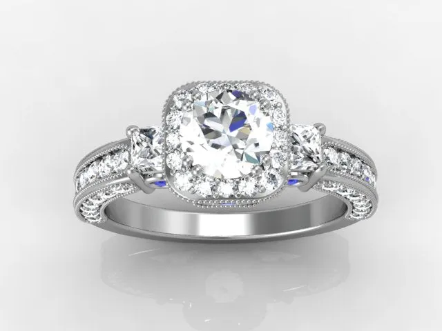 Rings vendorunknown Christopher Michael Round Brilliant Diamond Engagement Ring With Heart Accent